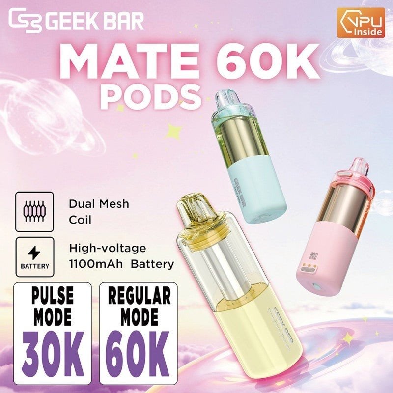 Geek Bar Mate 60K Replacement Pod — 15mL Pre-filled, 12 Flavors