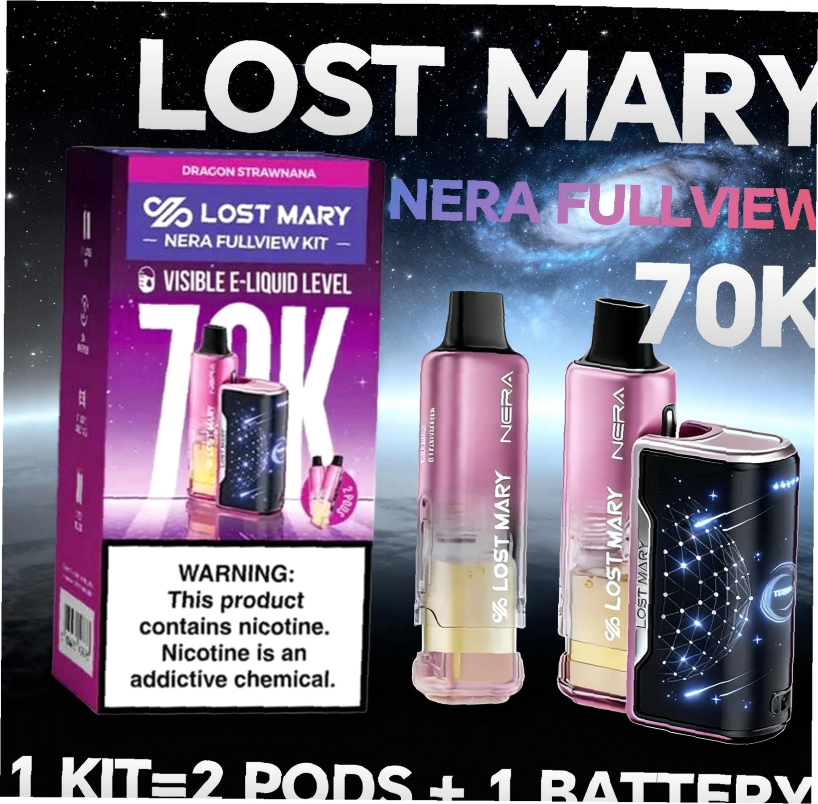 Lost Mary NERA FULLVIEW 70K KIT | Charging Device Included