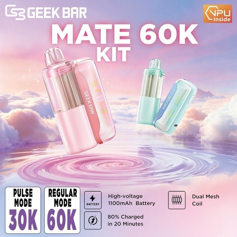 Geek Bar Mate 60K Kit with dual battery and VPU chip, 60000 puffs modular vape system